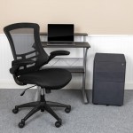 Flash Furniture Calder Black Desk, Chair, Cabinet Set BLN-CLIFCHPX5-BK-GG