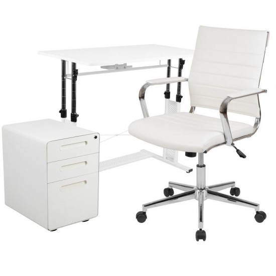 Flash Furniture Stiles White Desk, Chair, Cabinet Set BLN-NAN219AP595M-WH-GG