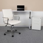 Flash Furniture Stiles White Desk, Chair, Cabinet Set BLN-NAN219AP595M-WH-GG