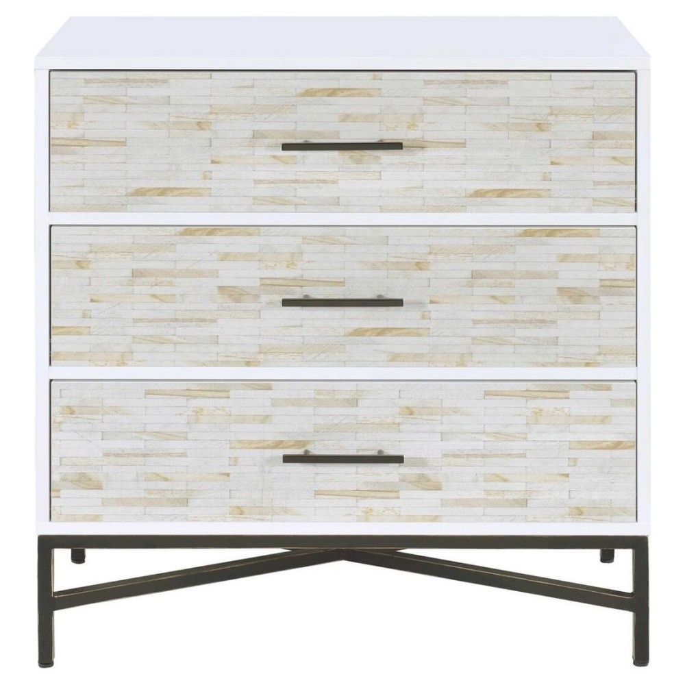 ACME Uma Console Table, White & Weathered Wood Pattern