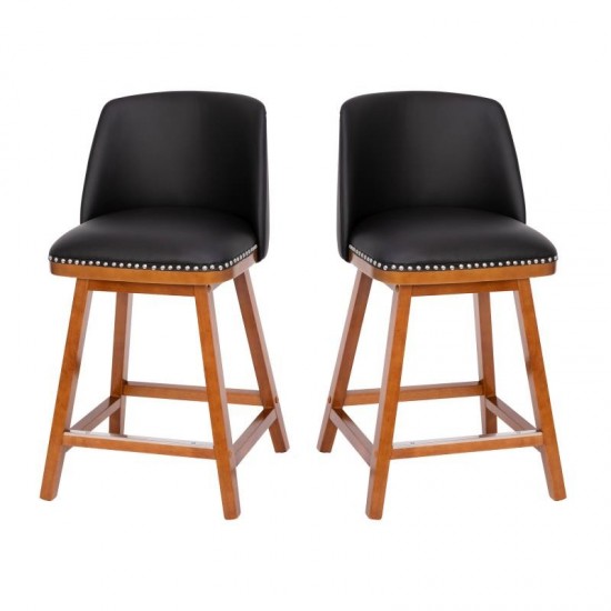 Flash Furniture Julia 2PK 24" Black Leather Stools CH-192162X000PU-24-BK-GG