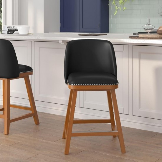 Flash Furniture Julia 2PK 24" Black Leather Stools CH-192162X000PU-24-BK-GG