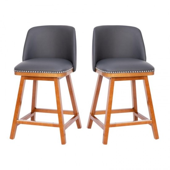 Flash Furniture Julia 2PK 24" Gray Leather Stools CH-192162X000PU-24-GY-GG