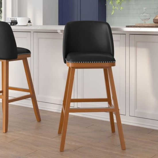 Flash Furniture Julia 2PK 30" Black Leather Stools CH-192162X000PU-30-BK-GG