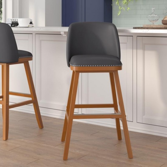 Flash Furniture Julia 2PK 30" Gray Leather Stools CH-192162X000PU-30-GY-GG