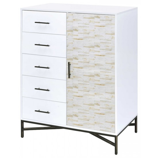 ACME Uma Wardrobe, White & Weathered Wood Pattern