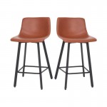 Flash Furniture Caleb 2PK 24" Cognac Leather Stools CH-212069-24-BR-GG