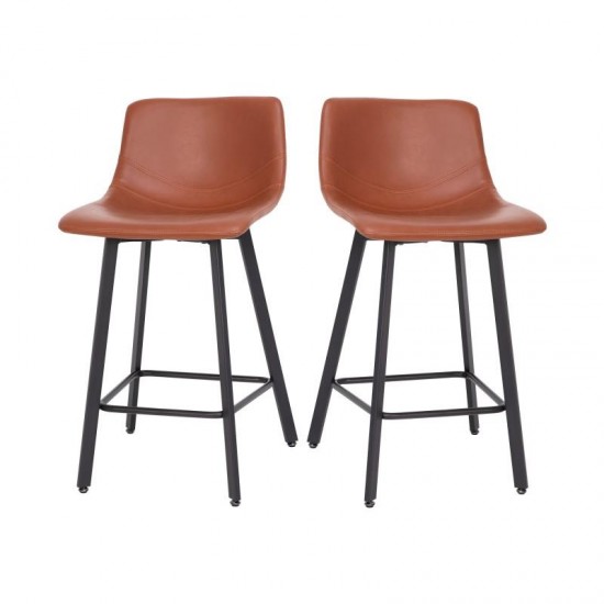 Flash Furniture Caleb 2PK 24" Cognac Leather Stools CH-212069-24-BR-GG