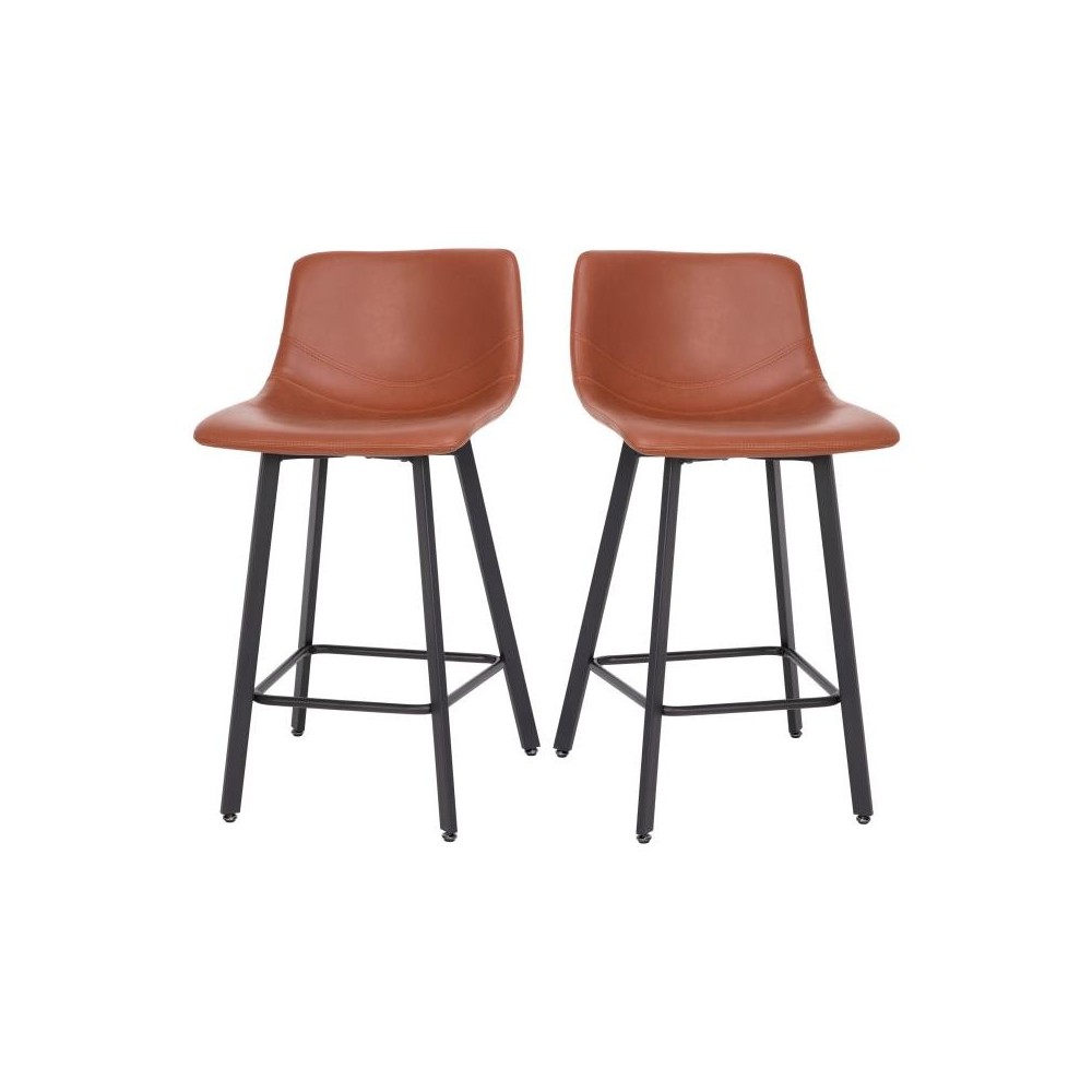 Flash Furniture Caleb 2PK 24" Cognac Leather Stools CH-212069-24-BR-GG