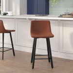 Flash Furniture Caleb 2PK 24" Cognac Leather Stools CH-212069-24-BR-GG