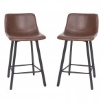 Flash Furniture Caleb 2PK 24" Brown Leather Stools CH-212069-24-DKBR-GG