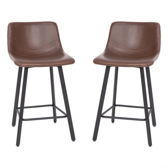 Flash Furniture Caleb 2PK 24" Brown Leather Stools CH-212069-24-DKBR-GG