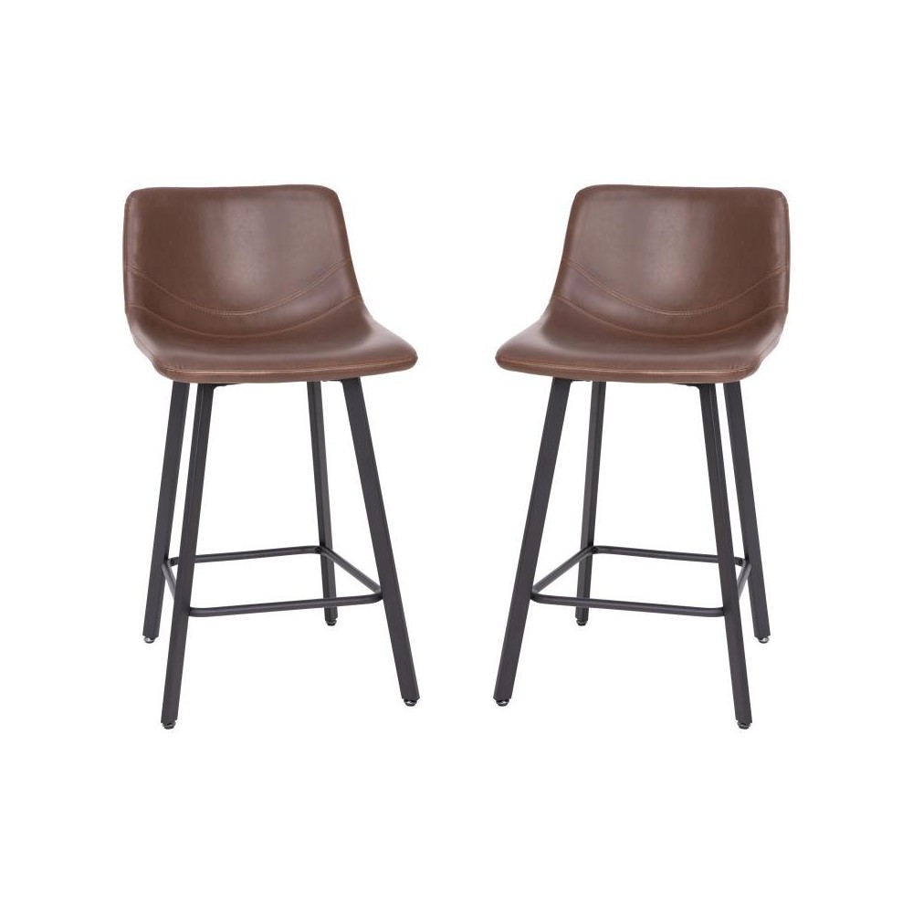 Flash Furniture Caleb 2PK 24" Brown Leather Stools CH-212069-24-DKBR-GG