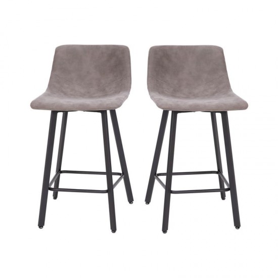 Flash Furniture Caleb 2PK 24" Gray Leather Stools CH-212069-24-GY-GG