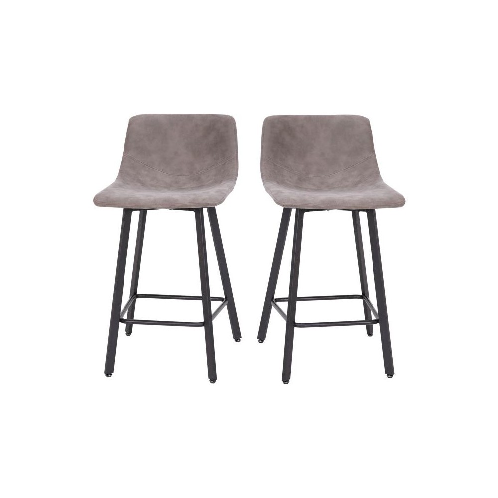 Flash Furniture Caleb 2PK 24" Gray Leather Stools CH-212069-24-GY-GG