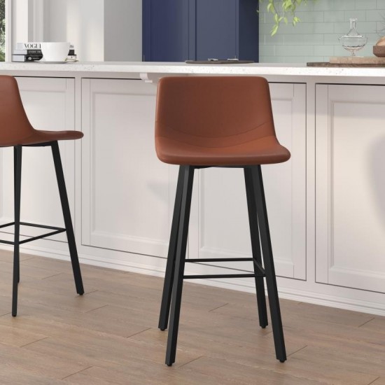 Flash Furniture Caleb 2PK 30" Cognac Leather Stools CH-212069-30-BR-GG