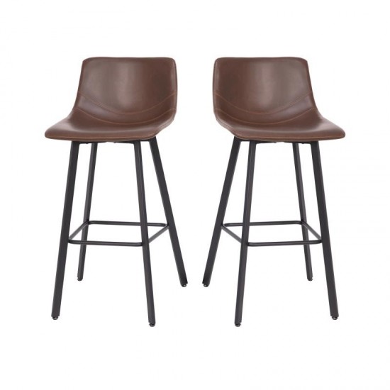 Flash Furniture Caleb 2PK 30" Brown Leather Stools CH-212069-30-DKBR-GG