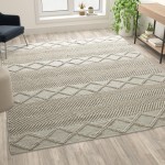 Flash Furniture Melissa 8'x10' White & Ivory Area Rug CI-20-9450A-810-CR-GG