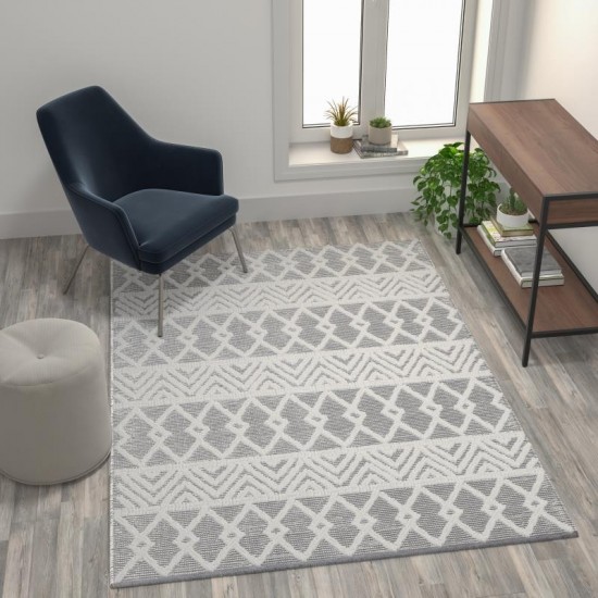 Flash Furniture Danna Gray/Ivory 5x7 Boho Area Rug CI-21-230-57-GY-GG