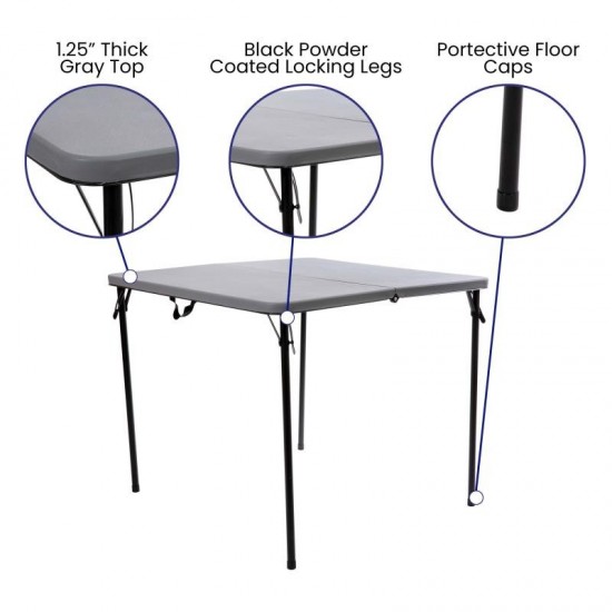 Flash Furniture Dunham 34SQ Gray Plastic Fold Table DAD-LF-86-GY-GG