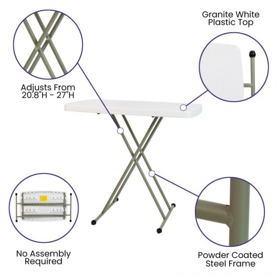Flash Furniture Elon White Folding Adjustable Table DAD-YCZ-76X-GW-GG
