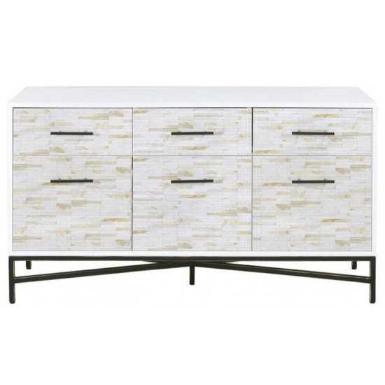 ACME Uma Console Table, White & Weathered Wood Pattern