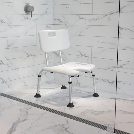 Flash Furniture HERCULES Series White U-Shaped Shower Chair DC-HY3502L-WH-GG