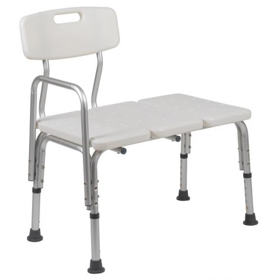 Flash Furniture HERCULES White Bath Transfer Bench DC-HY3510L-WH-GG