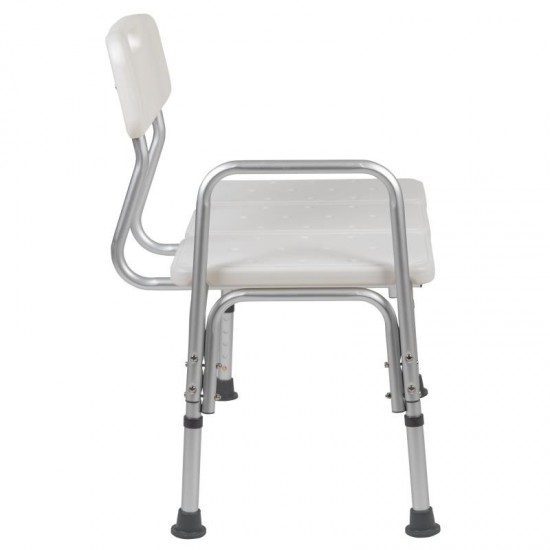 Flash Furniture HERCULES White Bath Transfer Bench DC-HY3510L-WH-GG