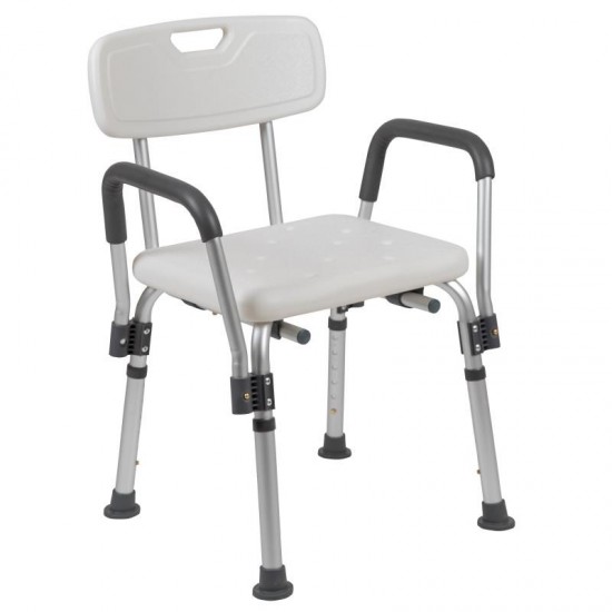 Flash Furniture HERCULES White Adjustable Bath Chair DC-HY3520L-WH-GG