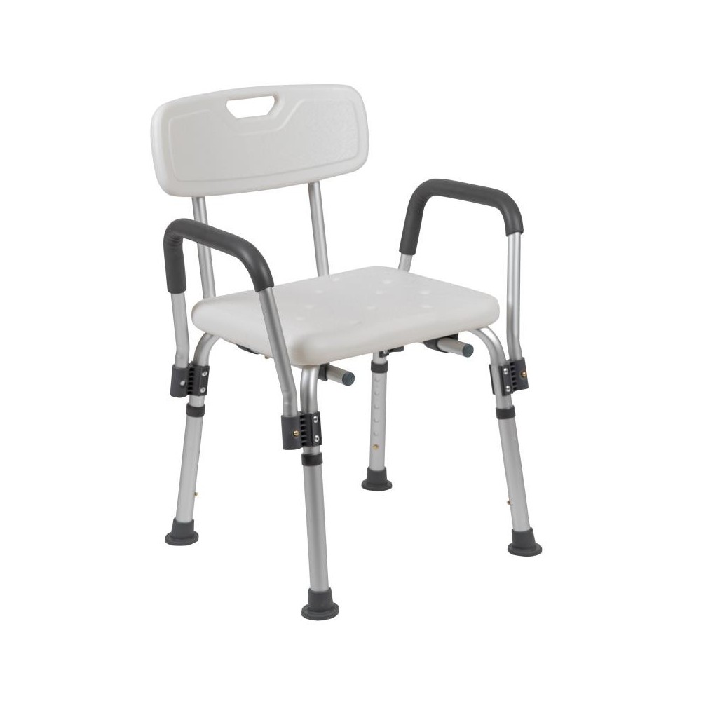 Flash Furniture HERCULES White Adjustable Bath Chair DC-HY3520L-WH-GG