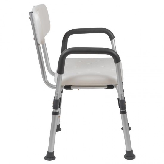 Flash Furniture HERCULES White Adjustable Bath Chair DC-HY3520L-WH-GG