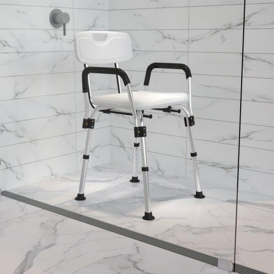 Flash Furniture HERCULES White Adjustable Bath Chair DC-HY3520L-WH-GG