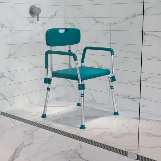 Flash Furniture HERCULES Teal Quick Release Bath Chair DC-HY3523L-TL-GG