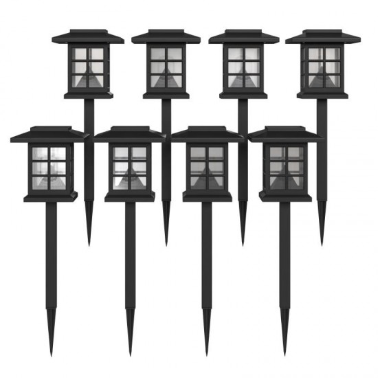 Flash Furniture Halsey 8PK Black Lantern Solar Lights DN-SL106-8-BK-GG