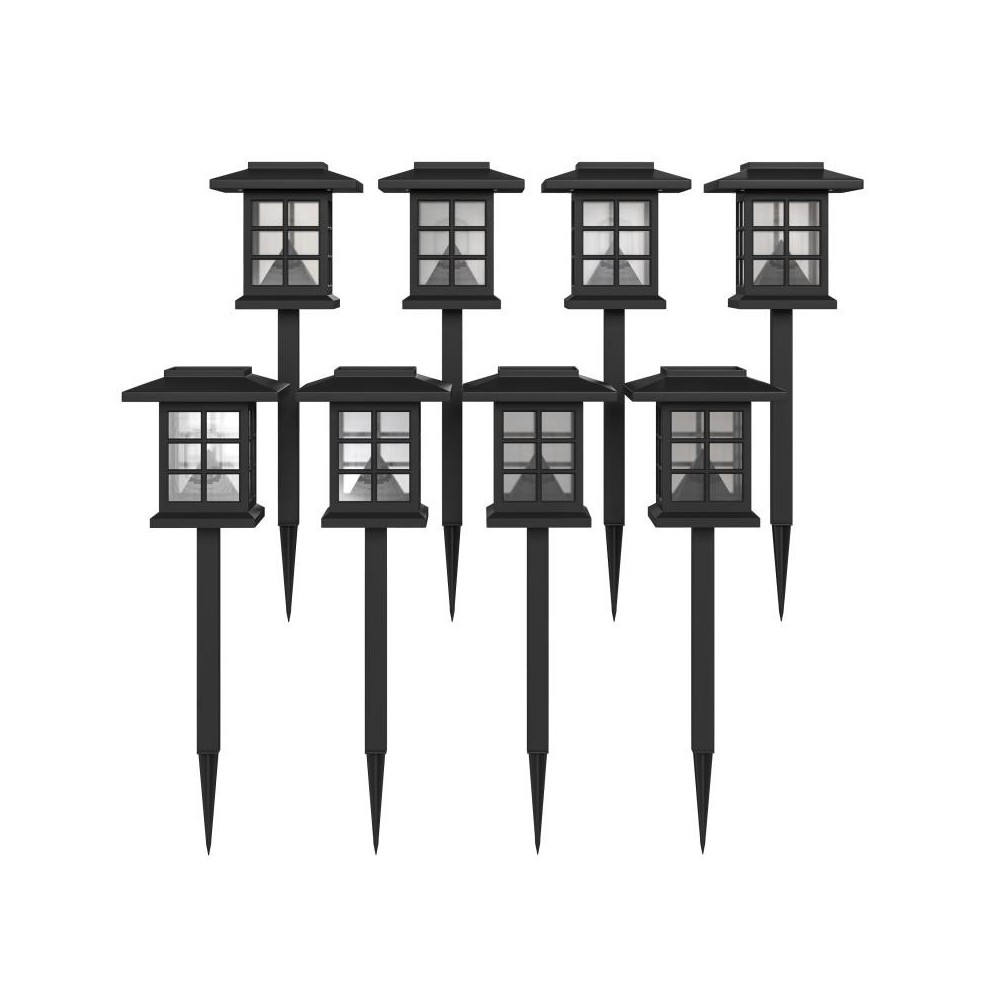 Flash Furniture Halsey 8PK Black Lantern Solar Lights DN-SL106-8-BK-GG