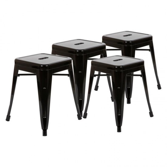 Flash Furniture Kai 4 Pack Black Metal Stool ET-BT3503-18-BLK-GG