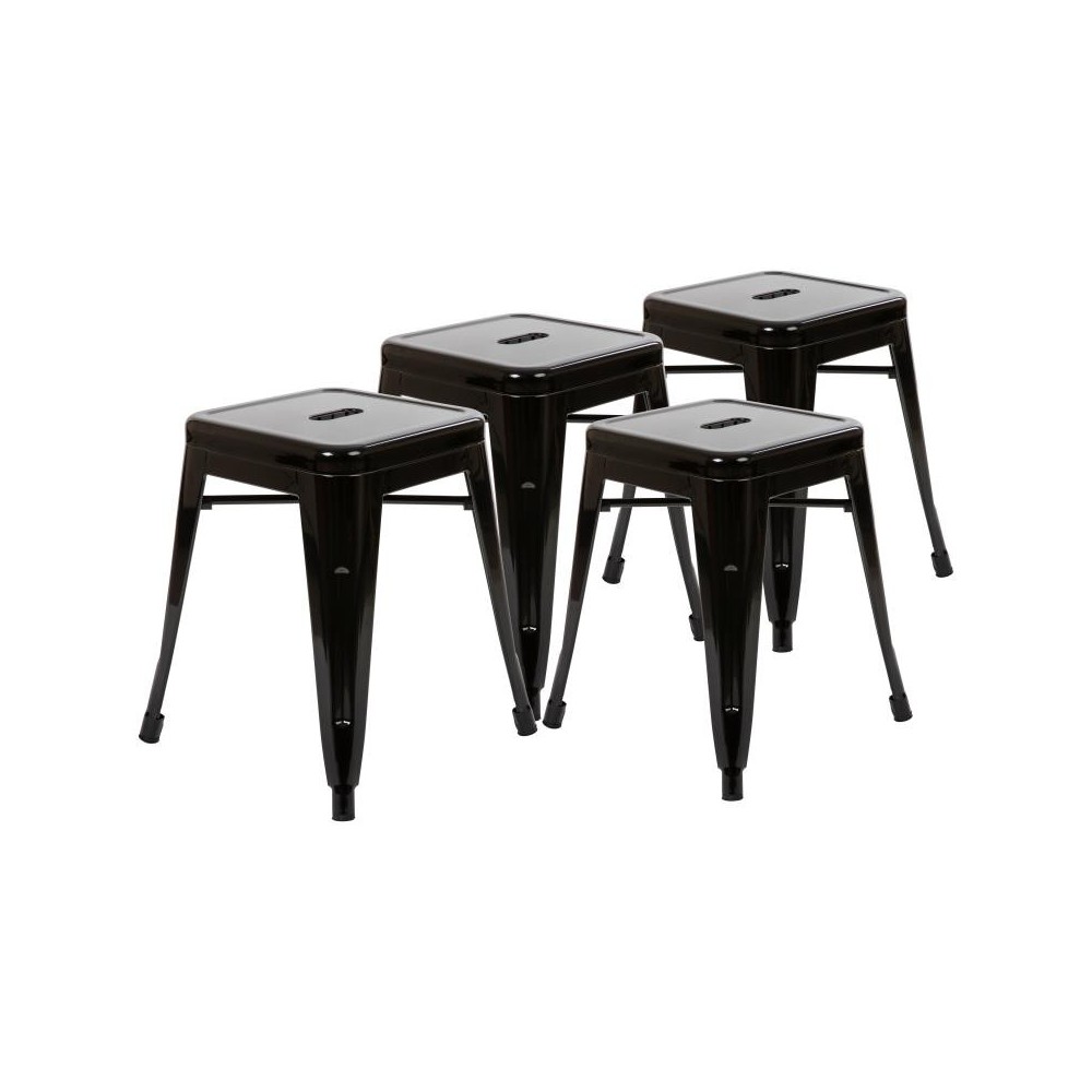 Flash Furniture Kai 4 Pack Black Metal Stool ET-BT3503-18-BLK-GG