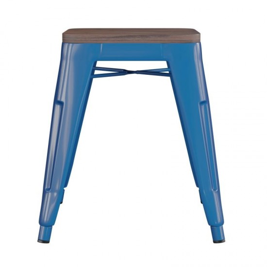 Flash Furniture Kai 4PK Royal Blue Stool-Wood Seat ET-BT3503-18-BL-WD-GG