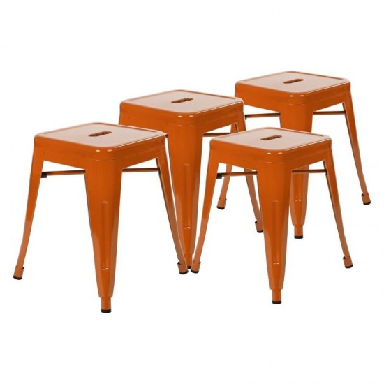 Flash Furniture Kai 4 Pack Orange Metal Stool ET-BT3503-18-ORG-GG