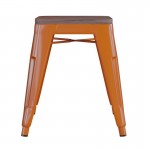 Flash Furniture Kai 4PK Orange Stool-Wood Seat ET-BT3503-18-ORG-WD-GG