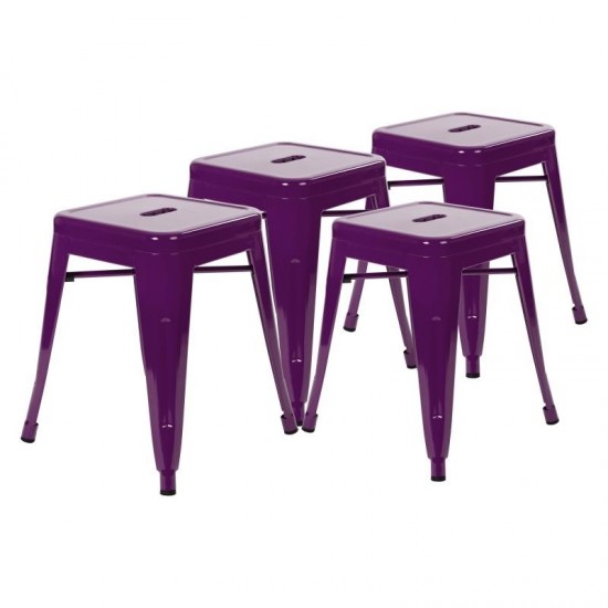 Flash Furniture Kai 4 Pack Purple Metal Stool ET-BT3503-18-PR-GG