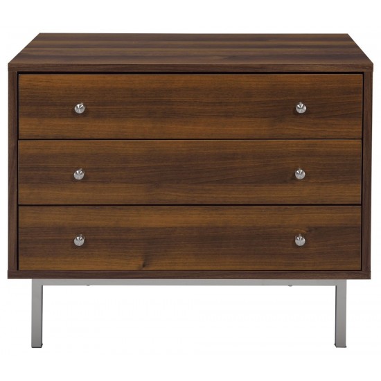 ACME Sterret Night Table, Walnut & Satin Plated