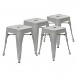 Flash Furniture Kai 4 Pack Silver Metal Stool ET-BT3503-18-SIL-GG