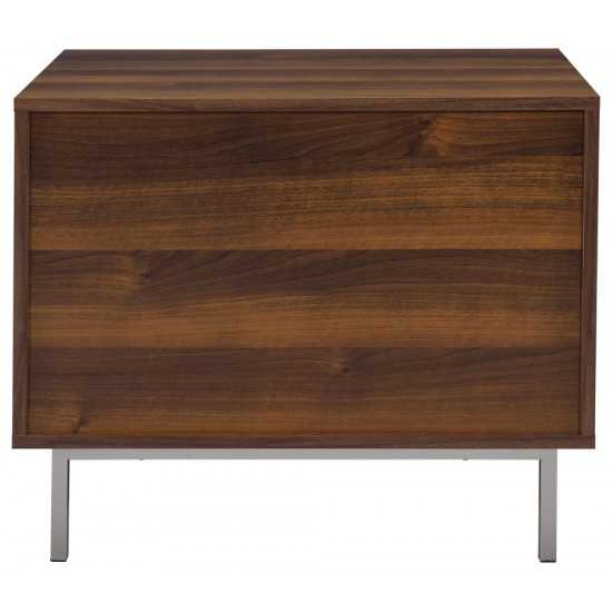 ACME Sterret Night Table, Walnut & Satin Plated