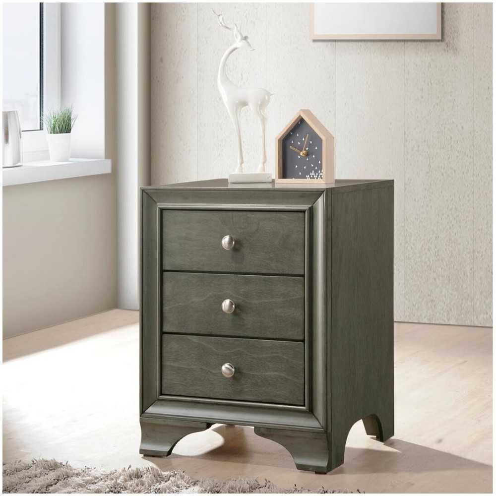 ACME Blaise Night Table, Gray Oak ACME Blaise Night Table, Gray Oak