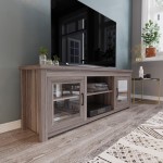 Flash Furniture Sheffield 65" Gray Glass Door TV Stand GC-MBLK65-GY-GG