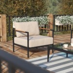 Flash Furniture Lea Black Patio Chair and Cushions GM-201027-1S-GY-GG