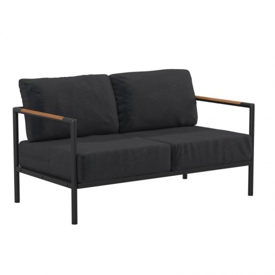 Flash Furniture Lea Black Loveseat with Cushions GM-201027-2S-CH-GG