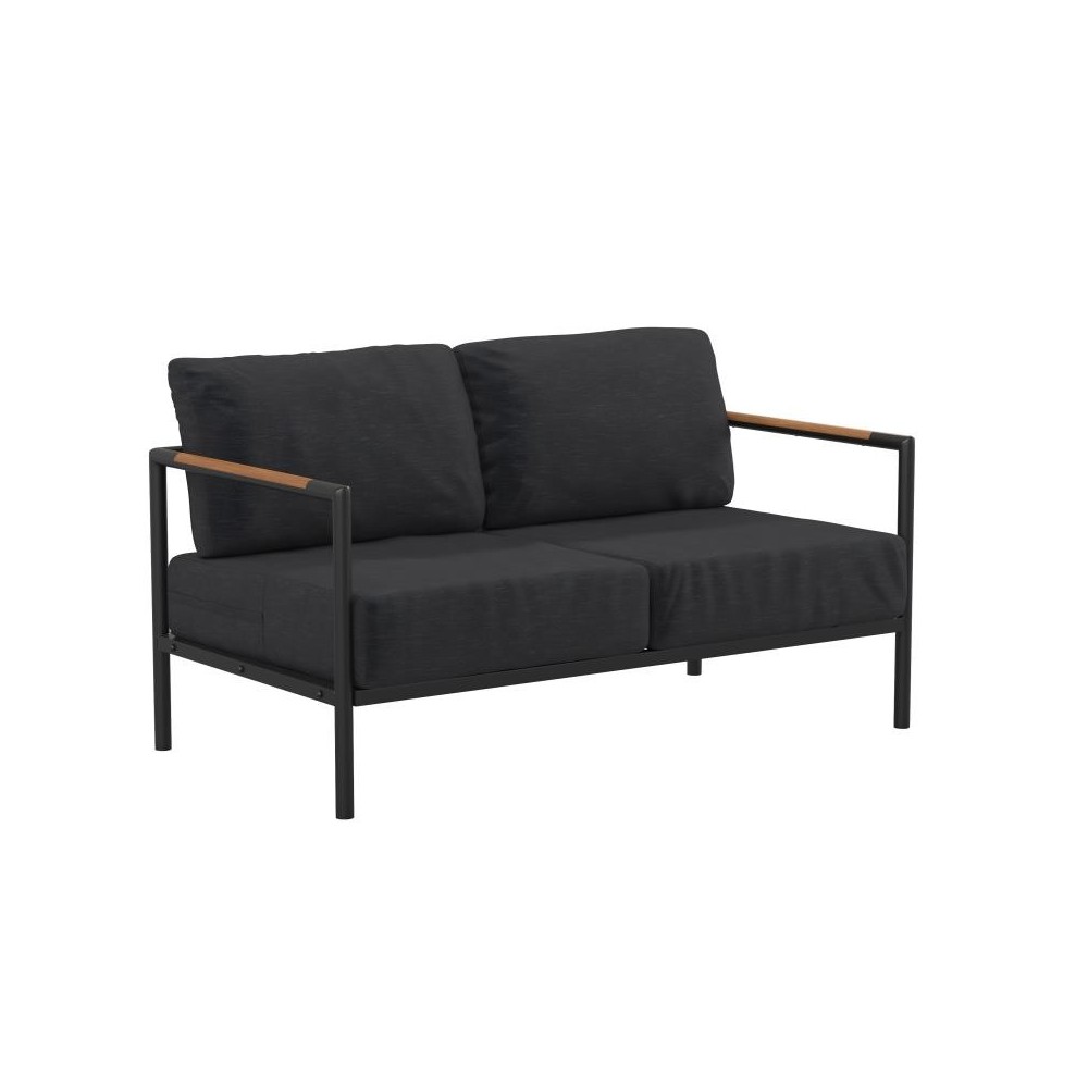 Flash Furniture Lea Black Loveseat with Cushions GM-201027-2S-CH-GG